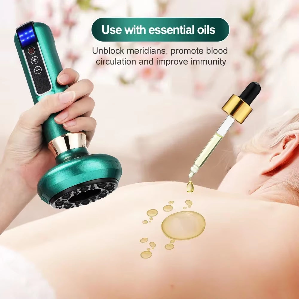 Tricolor Electric Gua Sha Massager with Vacuum Suction and Infrared Heat for Enhanced Cellulite Reduction and Body Contouring Therapy